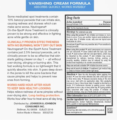 Neutrogena On-The-Spot Acne Treatment Gel with Benzoyl Peroxide - Gentle Face Acne Medicine for Acne Prone Skin, 0.75 oz (Pack of 2)