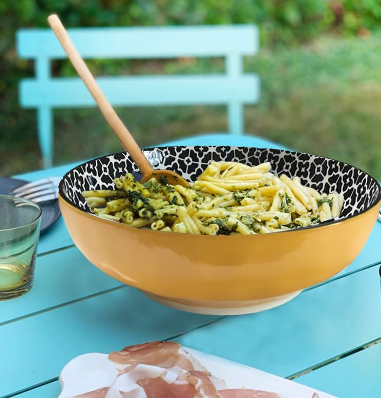 Qlans Large Salad Bowl, 10.5-inch, 80 oz, 2 Spaghetti Bowls - Colorful Party Dishes, Ideal Home Gifts