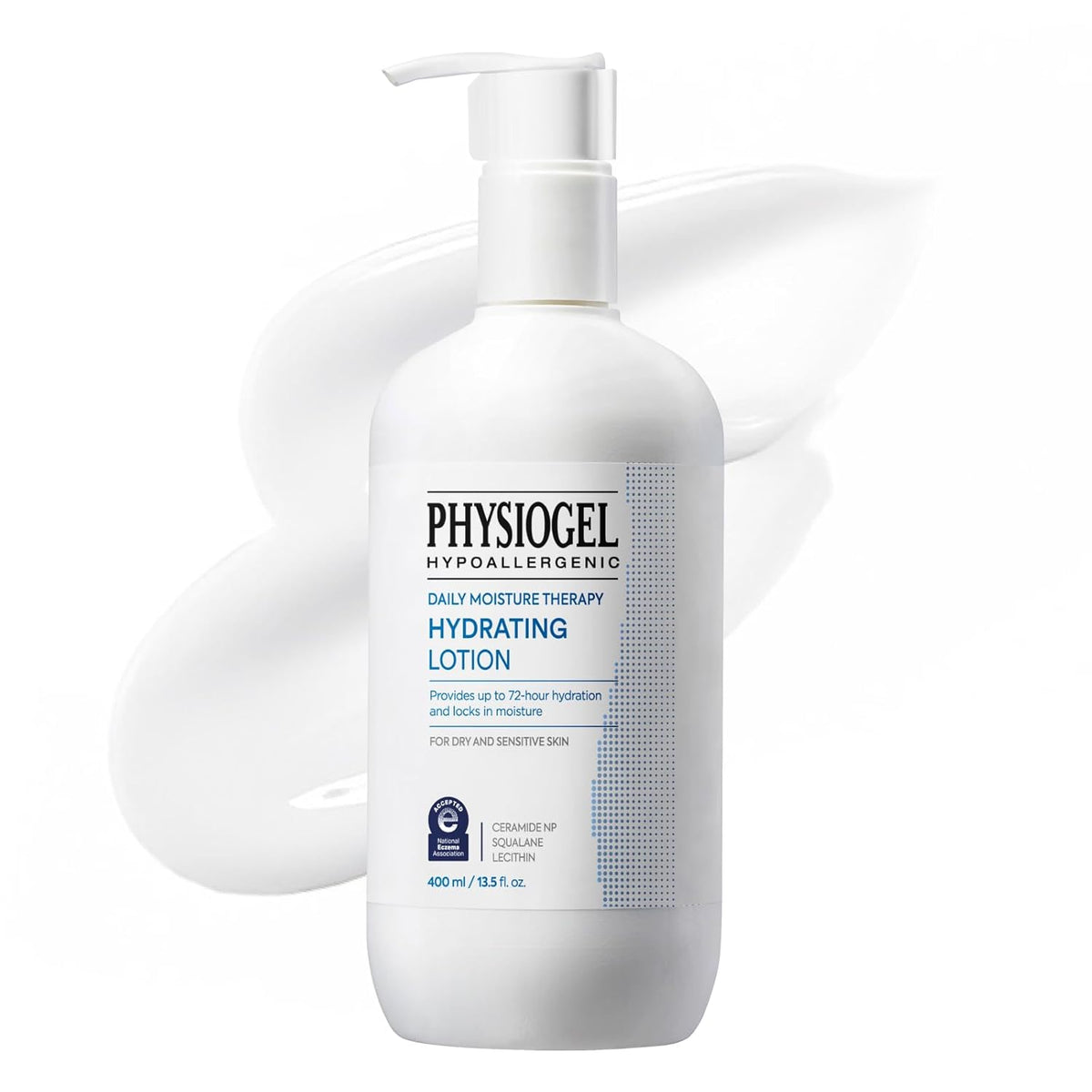 Physiogel Daily Moisture Therapy Lotion for Dry Skin, Body Lotion with Shea Butter, 72HR Hydration + Skin Barrier Repair, Lightweight Family Moisturizer, Fast Absorbing, Unscented, 13.5 fl.oz.