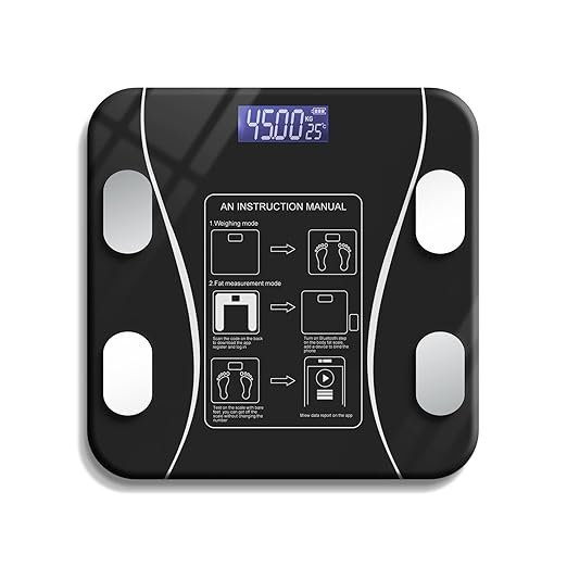 Digital Bathroom Scale Led Display,Scale for Body Weight and Fat Percentage,with Smartphone App Scale USB Rechargeable Wireless Digital Weight Scale