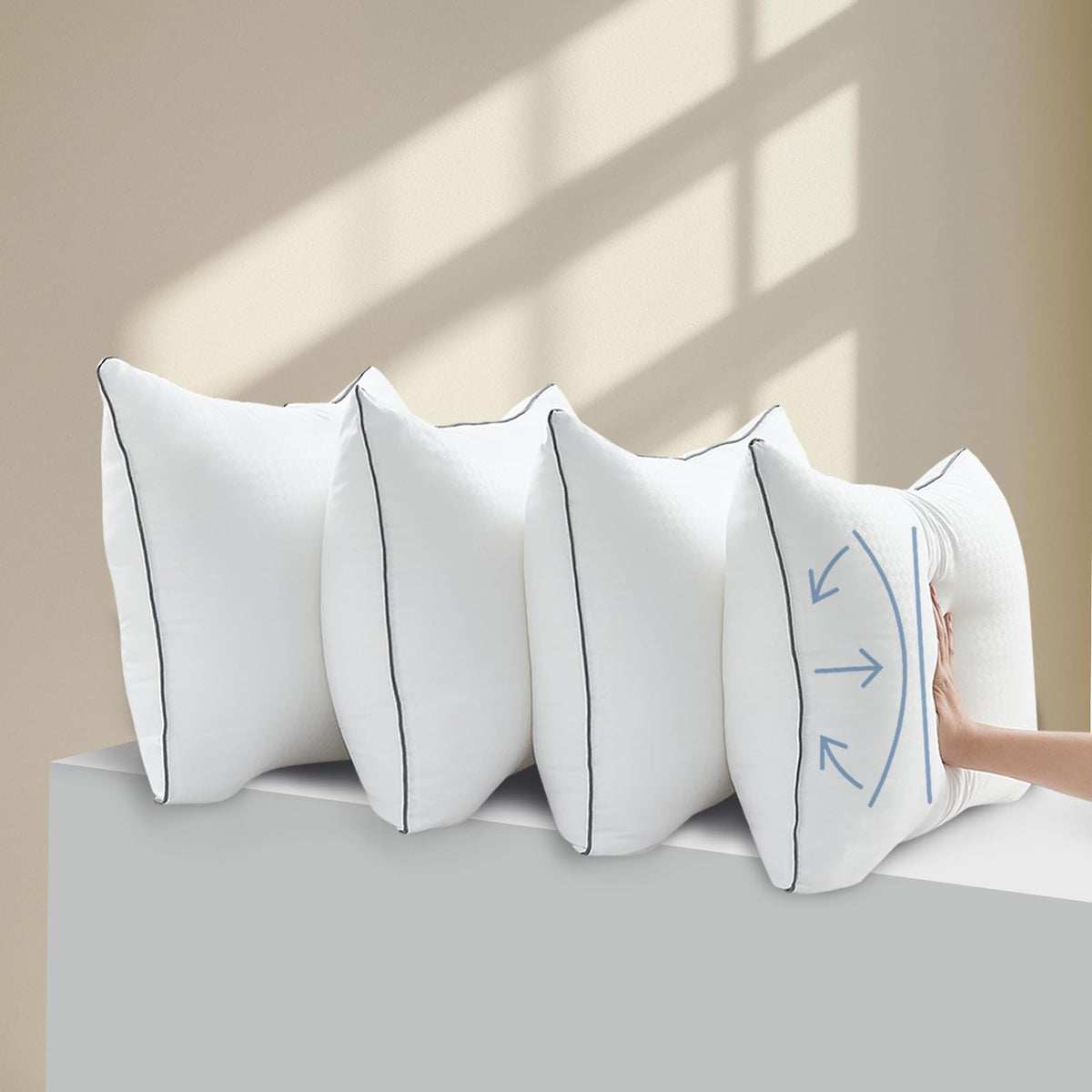 MUFEW Queen Pillows Set of 4, Ultra Thick Down Alternative Bed Pillows,Cooling Hotel Quality Queen Pillows for Back, Stomach or Side Sleepers,Machine Washable (White,4 Pack)