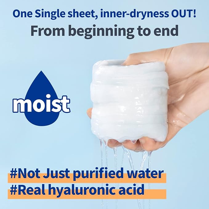 WELLAGE Wellage Real Hyaluronic Blue 100 Toner Pad for Deep Hydration and Gentle Exfoliation - Korean Daily Moisturizing and Soothing Facial Pads with High Purity of Hyaluronic Acid, 70pads