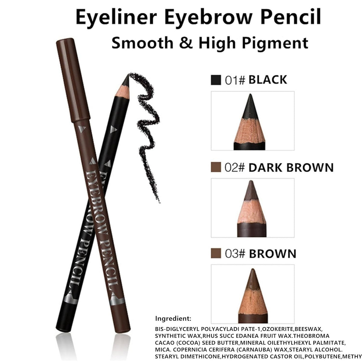 Go Ho 6 PCS Eyebrow Eye Liner Pencil Set,Easy to Color Sweatproof Eye Brow Pencil,Professional Long-lasting Eyeliner Gel Makeup Brow Tint Pen,3 Colors(Black,Brown,Dark Brown)