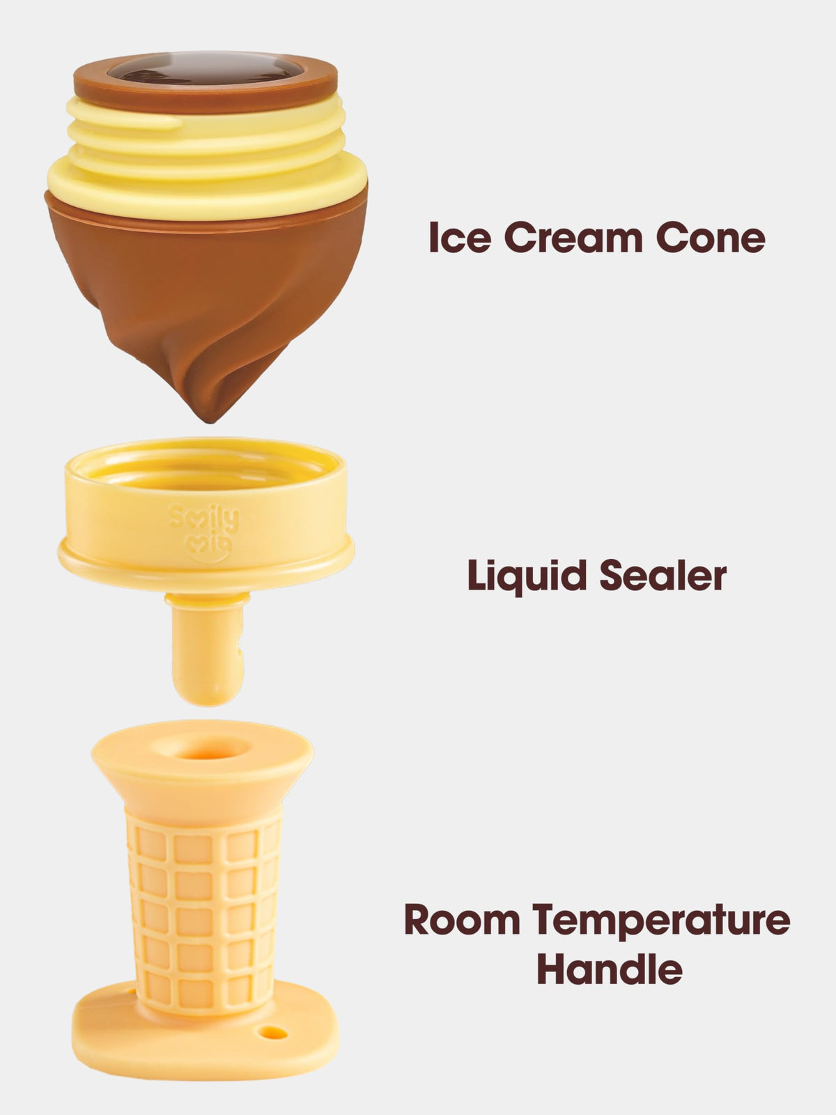 Smily Mia Freezer Teether for Babies 12-18Months,Freezable Ice Cream Toy for 6-12Months Babies,Cold Water Soother for 3-6Months for Teething Pian Relief,Cream White