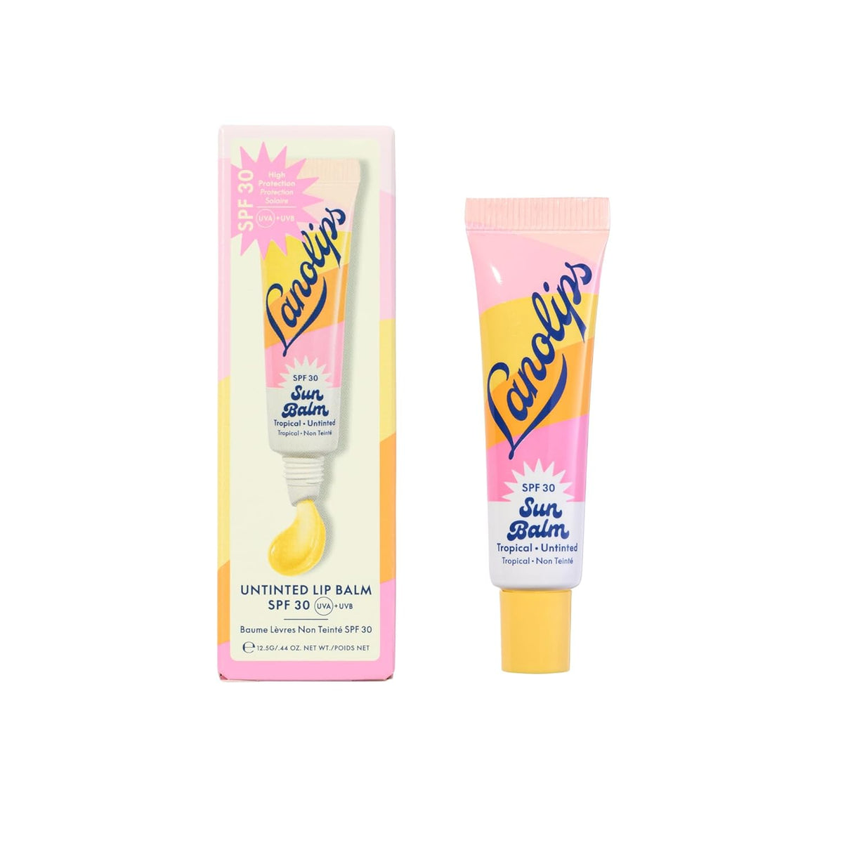 Lanolips Sun Balm Tropical SPF 30 Lip Balm - Hydrating Lanolin Lip Moisturizer with Pineapple Scent - Beach Essentials & Sun Care with Broad Spectrum UVA/UVB Protection - Untinted (0.44 oz)