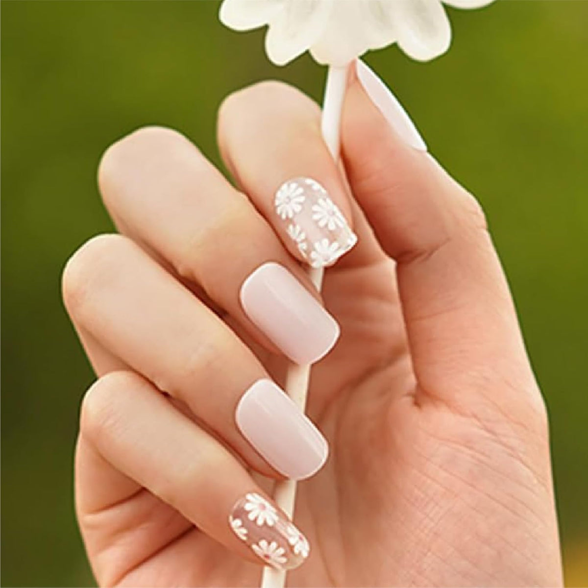 Semi Cured Gel Nail Strips, 20 pcs Stikers, Wraps, Salon-Quality, 2 Weeks Long Lasting, Jasmine Breeze