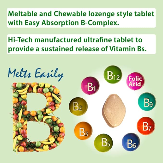 Vitamin B Complex Buccal Lozenge Tablets – Slow-Dissolving for Fast Absorption, Menthol Flavor, Energy & Metabolism Support, Immune & Stress Relief, 100 CT