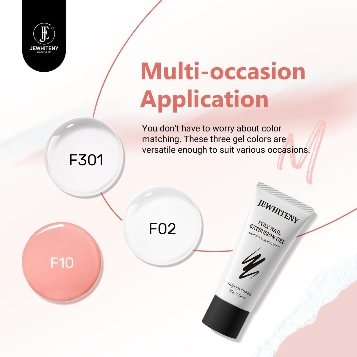 JEWHITENY Poly Nail Gel Set Clear Pink White Poly Extension Gel With Base Coat Top Coat Slip Solution French Manicure Need U V Lamp Curing for Finger Art and Home DIY