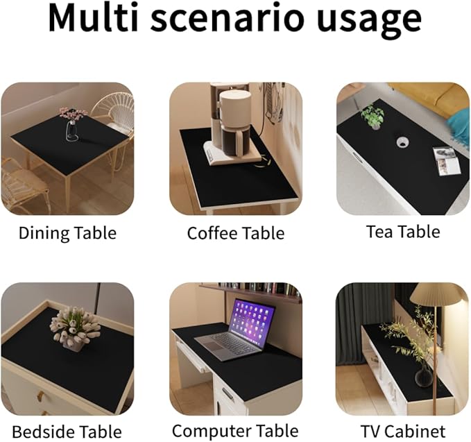Table Pads for Dining Room Table Rectangular - 42x70 Inch Waterproof Easy to Clean Can Conceal Flaws Protector The Table Top from Scratches Used for Dining (Black+Black 42x70)