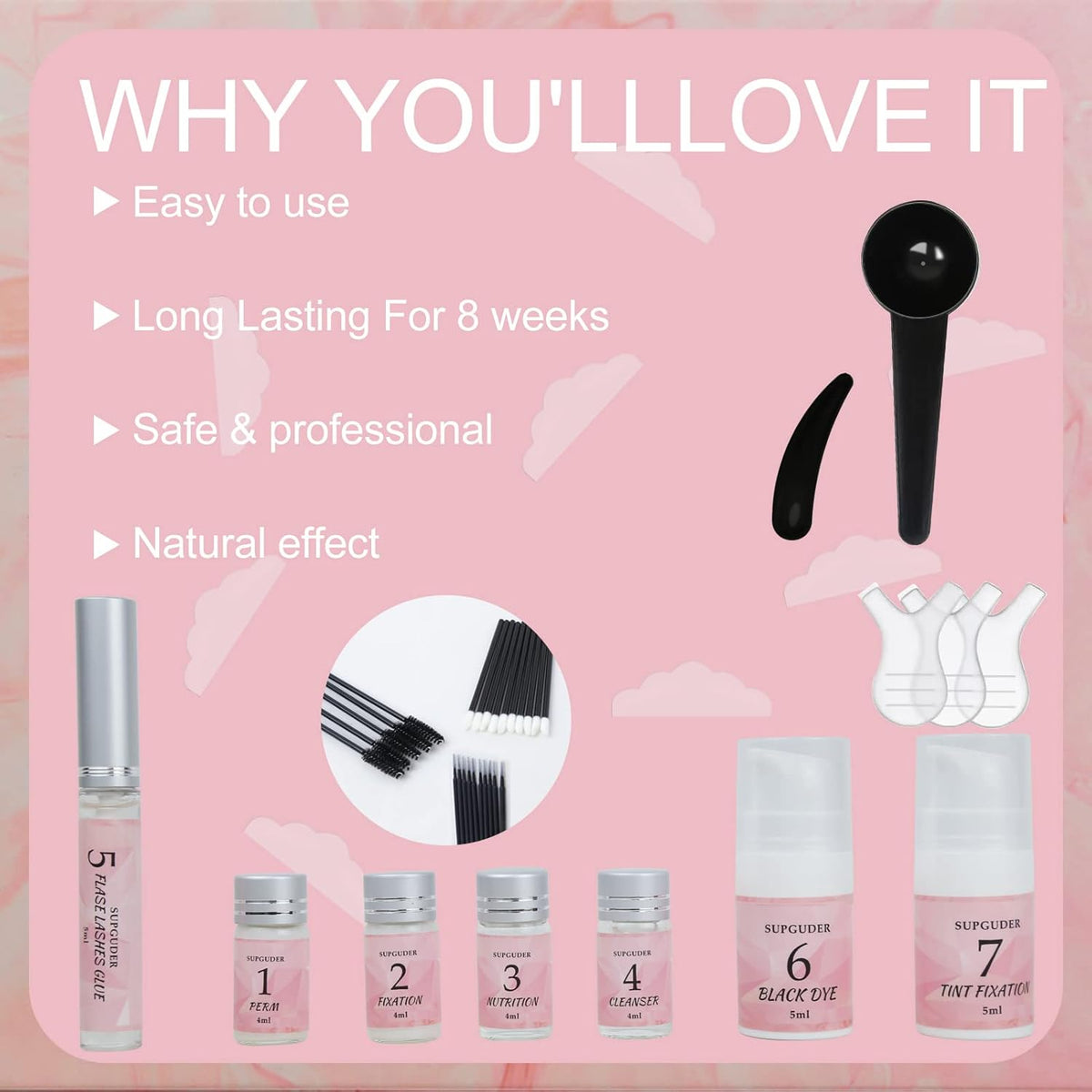 2025 4in1 Lash Lift and Brow Lamination Kit with Long-Lasting Black Color for 6-8 Weeks, Eyelash & Eyebrow Perm DIY Professional Kit,Easy to Use at Home & Salon