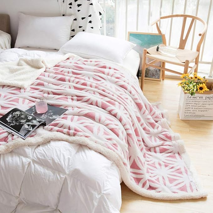 LOMAO Sherpa Fleece Blanket 71x80 Fuzzy Soft Throw Blanket Dual Sided Blanket for Couch Sofa Bed (Pink, 71''x80'')
