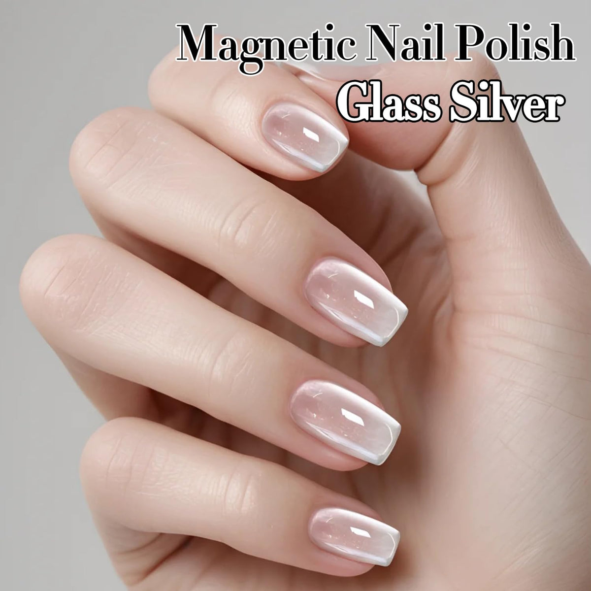 Double Rhythm 0.5 Oz Cat Eye Gel Polish with Magnet Same Color Same Bottle Holographic Glitter Shimmer Translucent Color Salon 15 ML Magnetic Nail Art (Clear Silver-MC1147)
