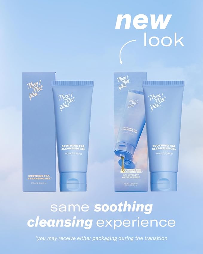 Then I Met You Soothing Tea Cleansing Gel, Vegan-Cruelty-Free Korean Skincare Cleanser with Fermented Rice, Centella, Hydrating Licorice, Glycerin, Exfoliator for Clear Skin Makeup Removal, 3.38 oz