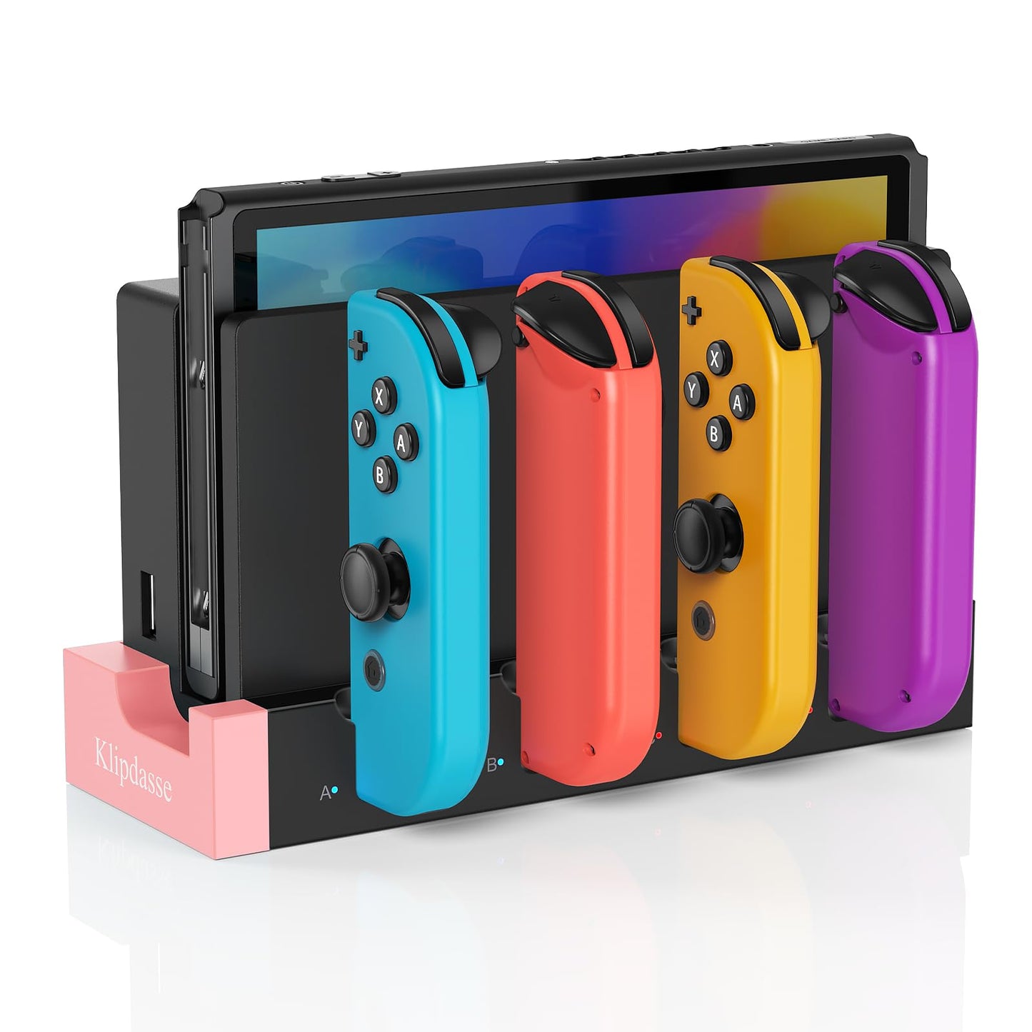 Charging Dock Compatible with Nintendo Switch & OLED Model Joycons, Joycon Controller Charger Dock Station for Charges up to 4pcs Joypad, Charging Stand Station for Nintendo Switch/OLED Model
