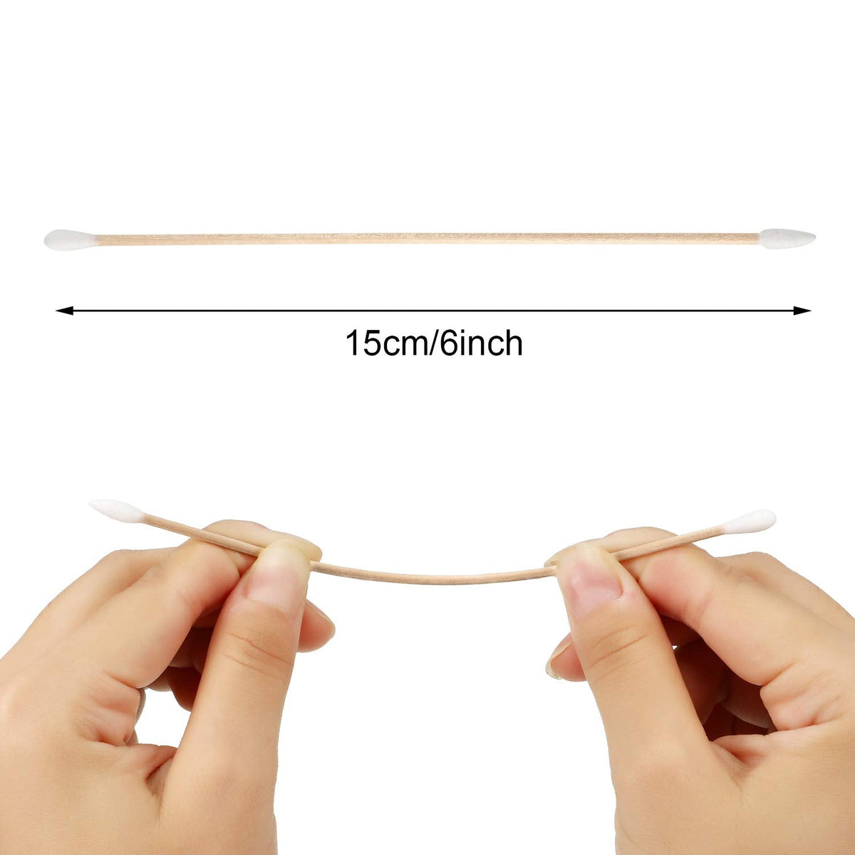 Norme 500 Pcs 6 Inch Gun Cleaning Swabs Long Cotton Swabs in Storage Box Long Pointed and Round Tip with Wooden Handle Buds for Makeup Baby Pet Care