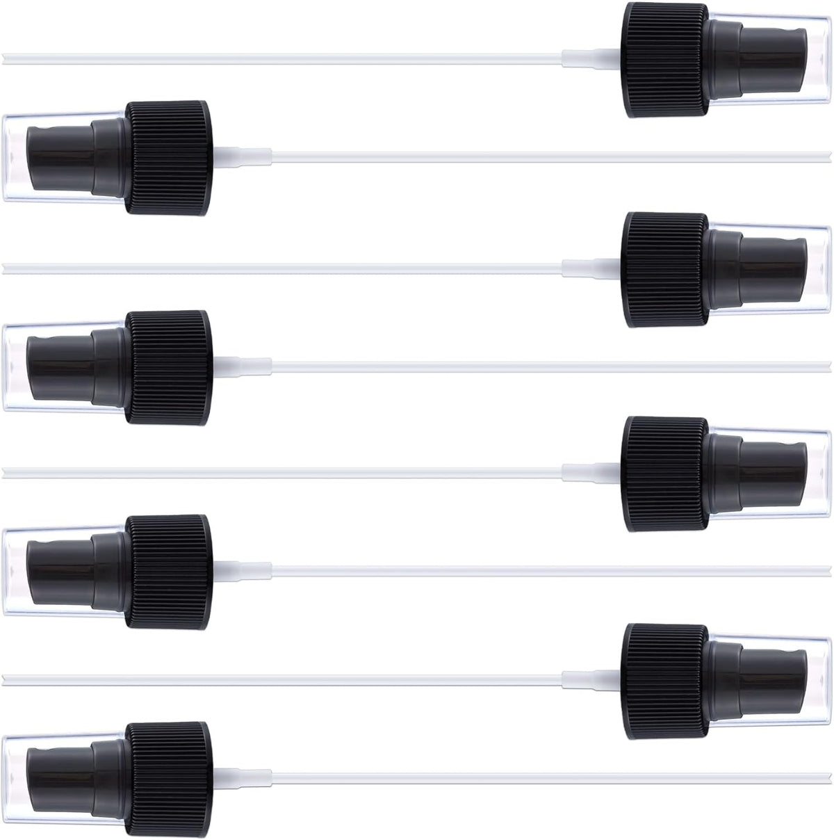 8pcs Sprayer Top Caps, Fine Mist Nozzle Replacement with 5.9" Dip Tube, 24/410 Plastic Sprayer Pump for Perfumes Cleaning Solution- Black