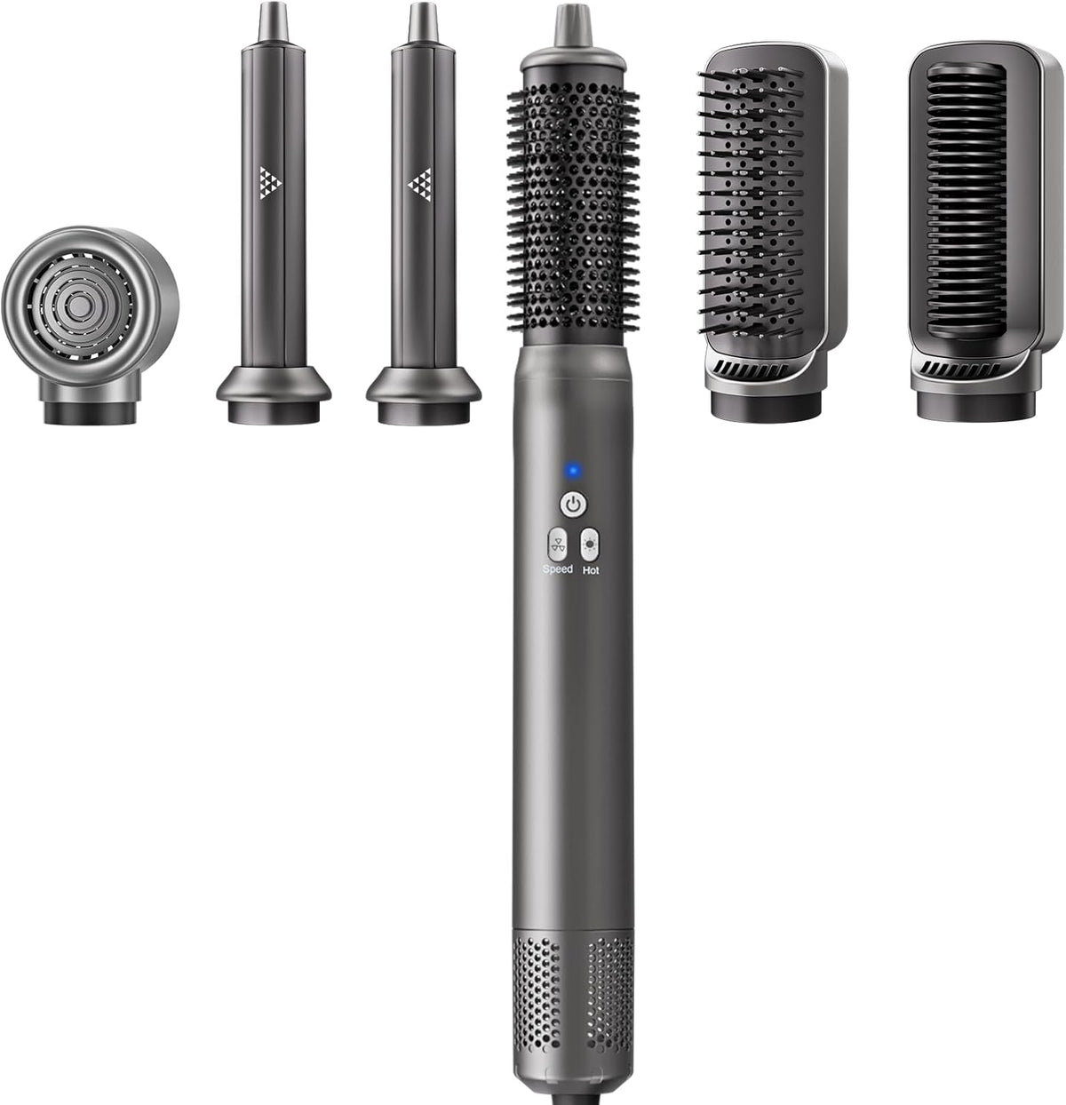 6 in 1 Air Styling & Drying System, Powerful High Speed Hair Dryer Brush & Multi-Styler with Auto Wrap Curlers,Hair Straightener Brush,Round Volumizing Brush,Soft Smoothing Brush