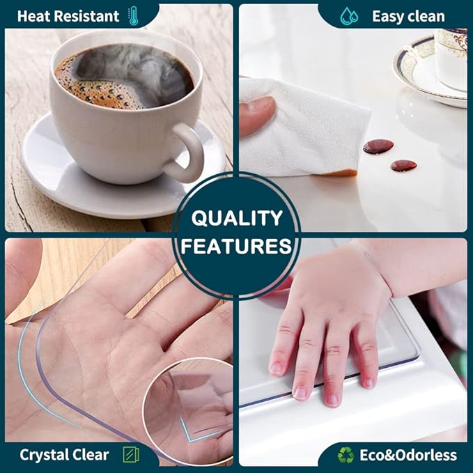 23.6x35.5 Transparent Coffee Table Protector Plastic PVC Tablecloth for End Side Sofa Buffet Table Top Topper Oil Heat Resistant Easy Clean Wipeable Vinyl Rectanglar Refrigerator Top Protector Clear