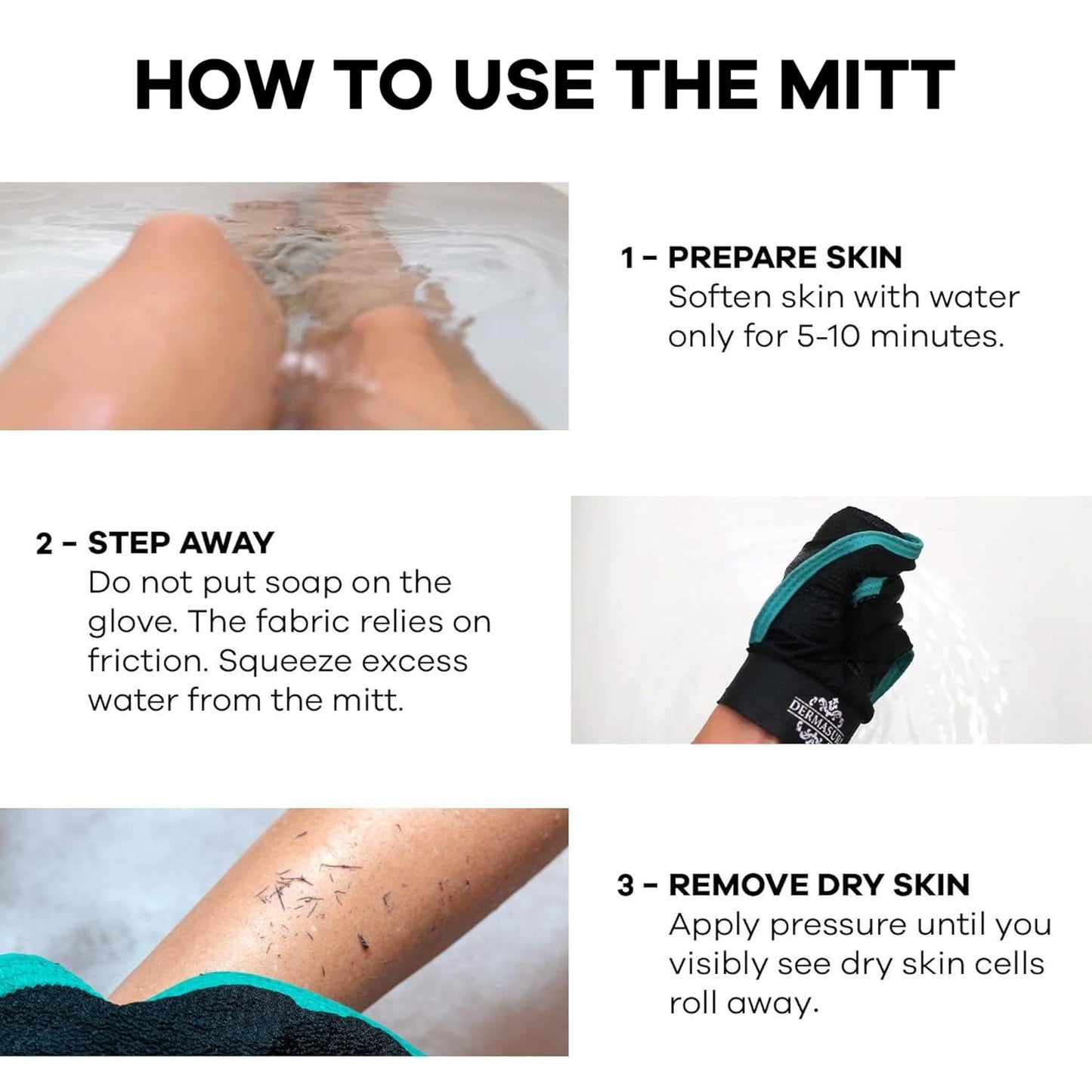 Dermasuri Deep Exfoliating Glove – Korean Exfoliating Body Scrubber for Shower, Buffs Dry & Dead Skin, Keratosis Pilaris Treatment, Body Scrub, Skin Exfoliator for Men & Women, Reusable Teal Mitt