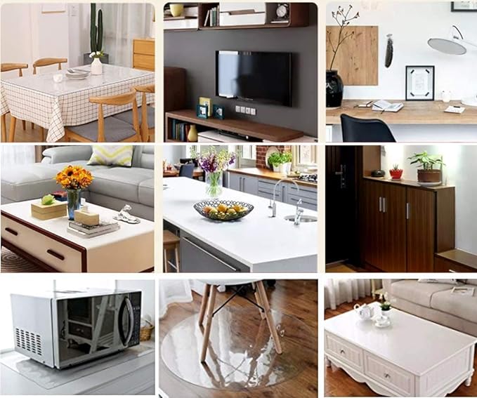 NECAUX Custom 40 x 120 Inch Frosted Table Cover Protector, 1.5mm Thick Wood Grain Transparent Table Pad Non-Slip Tablecloth Plastic Protective Pad for Dining Room Table Conference Table Meeting Table