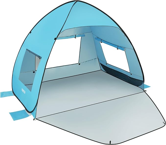 TOBTOS UPF 50+ Pop Up Beach Tent, Easy Set Up Beach Umbrella, Sun Shelter for 2-3 People UV Protection Portable Sunshade, Baby Canopy Cabana, Lightweight with Carry Bag