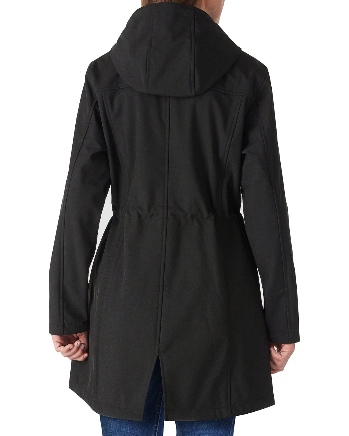 Outdoor Ventures Women's Lightweight Waterproof Fleece Lined Hooded Softshell Rain Jacket, Warm Windbreaker Long Coat