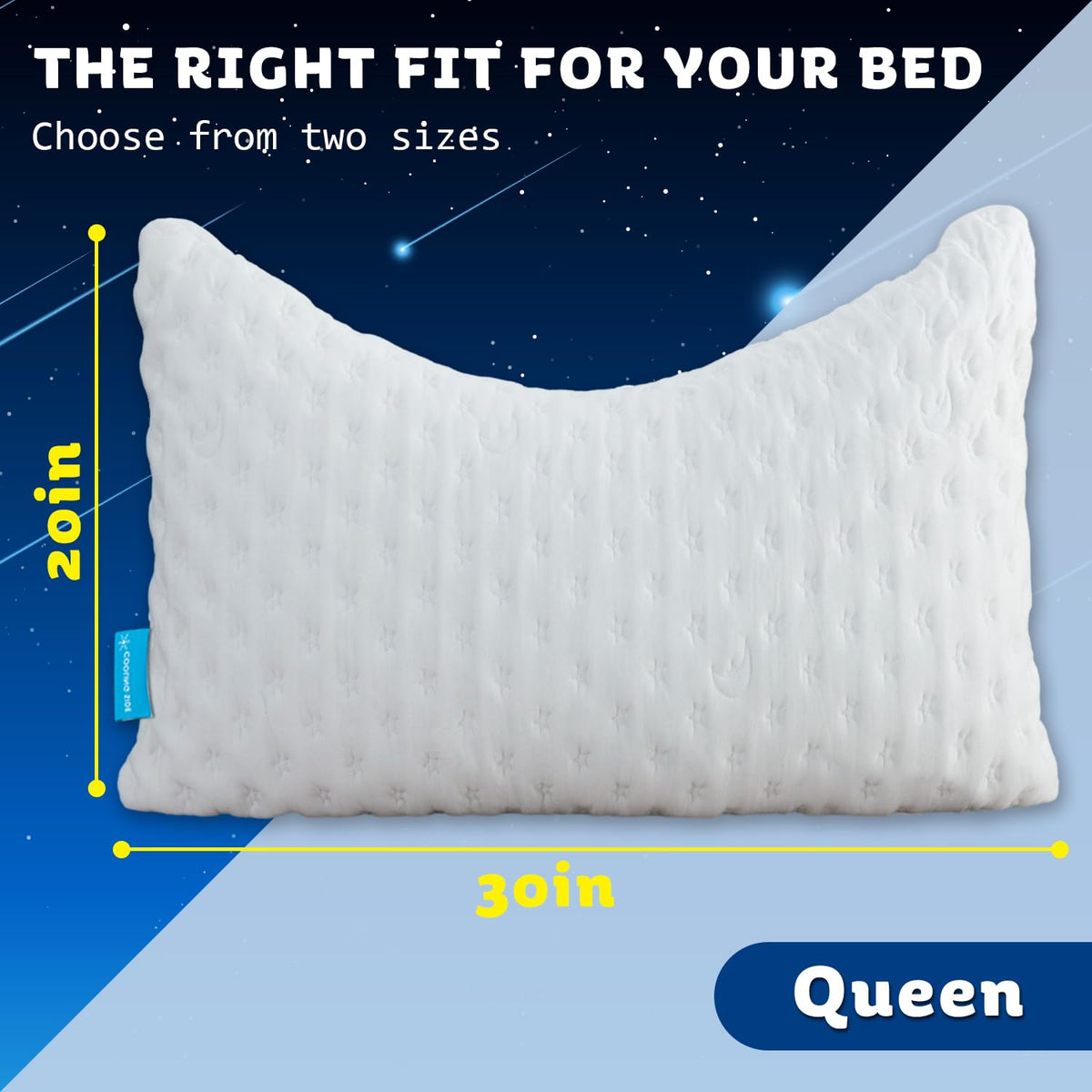 KUCEY Cooling Side Sleeper Pillow for Neck and Shoulder Pain, Luxury Shredded Memory Foam Curved Bed Pillows for Sleeping Set of 1- Adjustable Queen Size- Washable Cover Crescent White