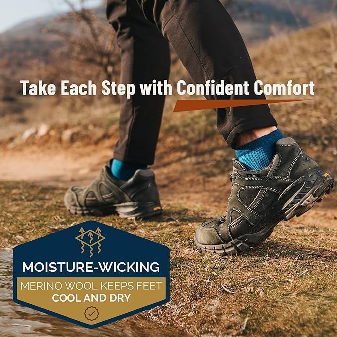 Colorado Sock Company Merino Wool Five Toe Socks for Men and Women, 2 Pair, Moisture Wicking Athletic, Running, Hiking Support, Ankle Height (Large)