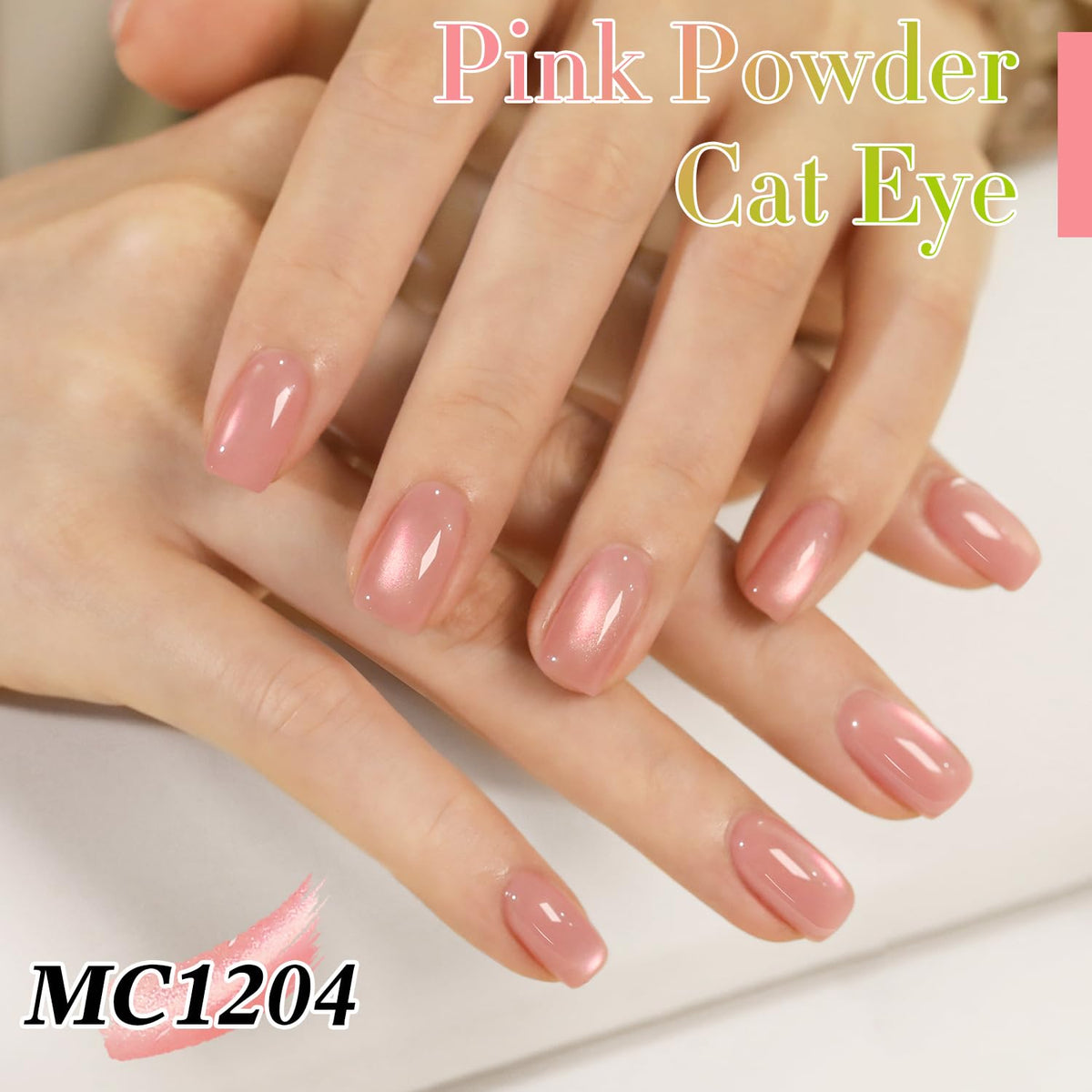 Double Rhythm 0.5 OZ Cat Eye Gel Polish with Magnet 15ML Holographic Glitter Shimmer Translucent Jelly Color Magnetic Nail Polish Salon DIY at Home (Fruit Nude Pink-MC1204)