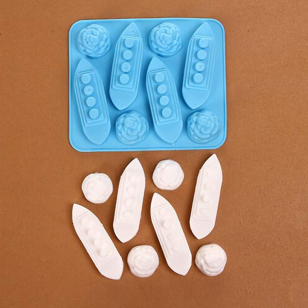 3Pcs Titanic and Iceberg Ice Cube Trays, Titanic Film Theme Ice Maker Chocolate Candy Soap Crayon Wax Melt Making Mold (Set of 3)