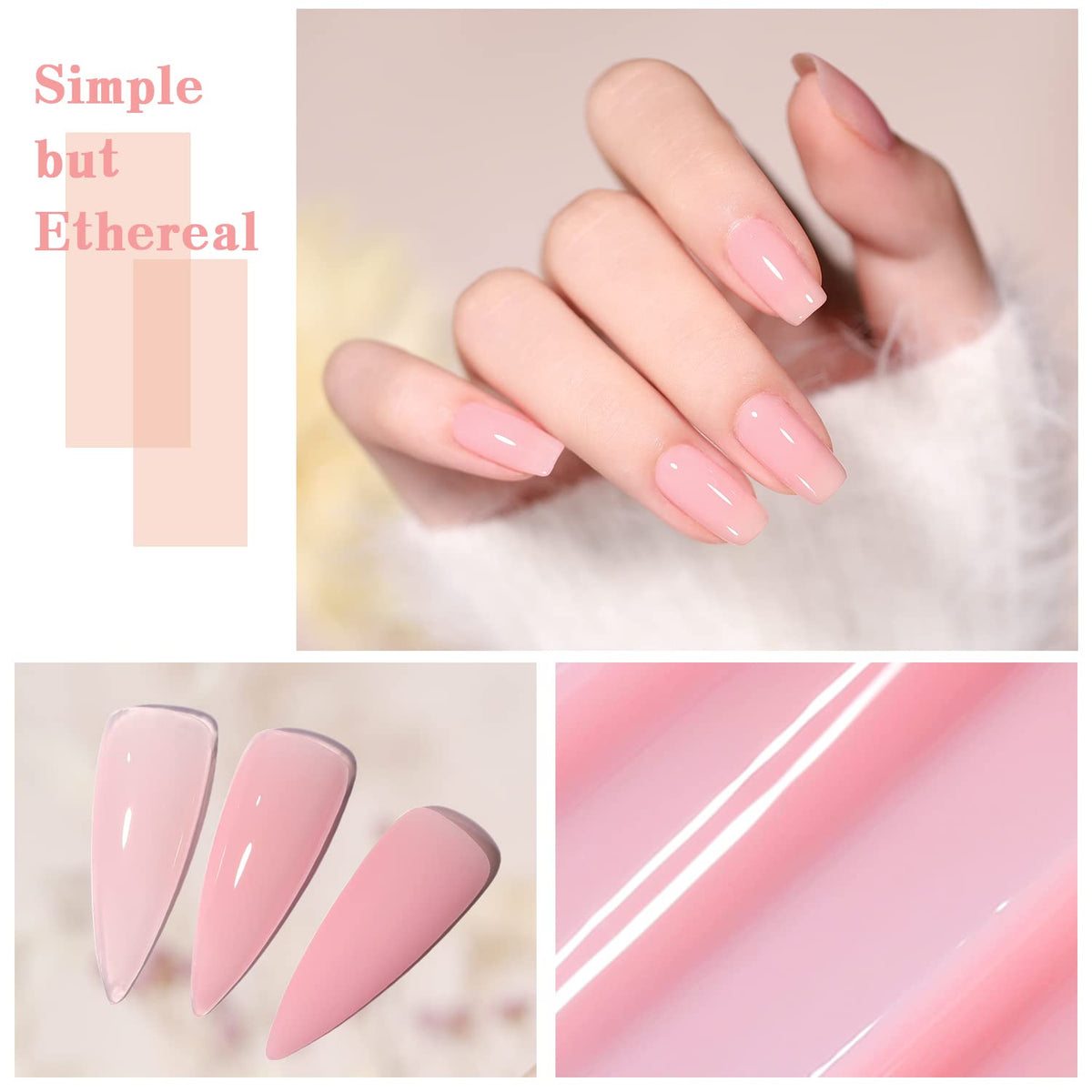 Jelly Pink Gel Nail Polish Set of 10 Colors Including Pink Purple Milky White Nude Gel Polish Kit UV LED Soak Off Nail Polish Home DIY Manicure Nail Salon Varnish