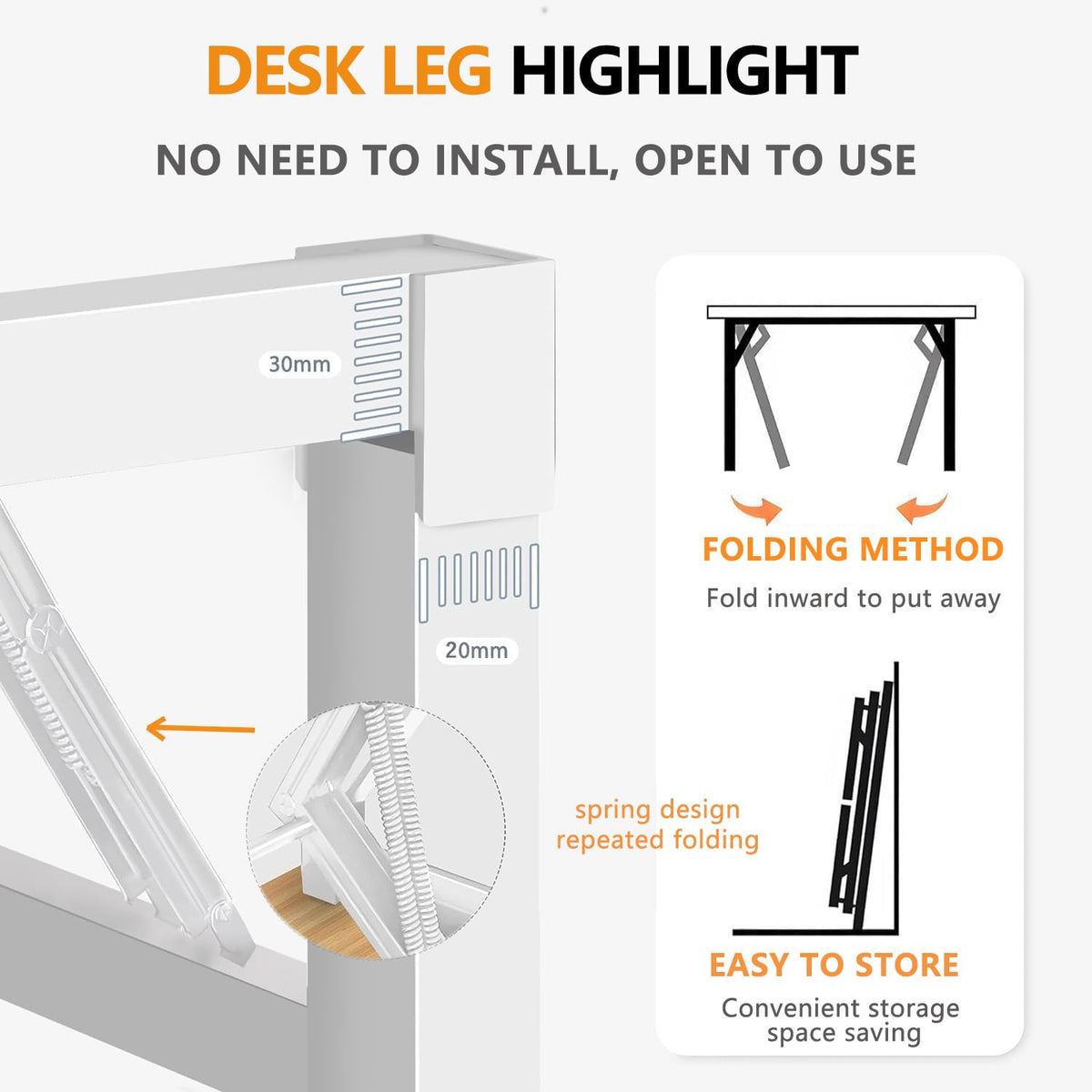 HDOFM 31.5 Inch Folding Table，Square Folding Desks for Small Space,Small Foldable Desk No Assembly,Black.