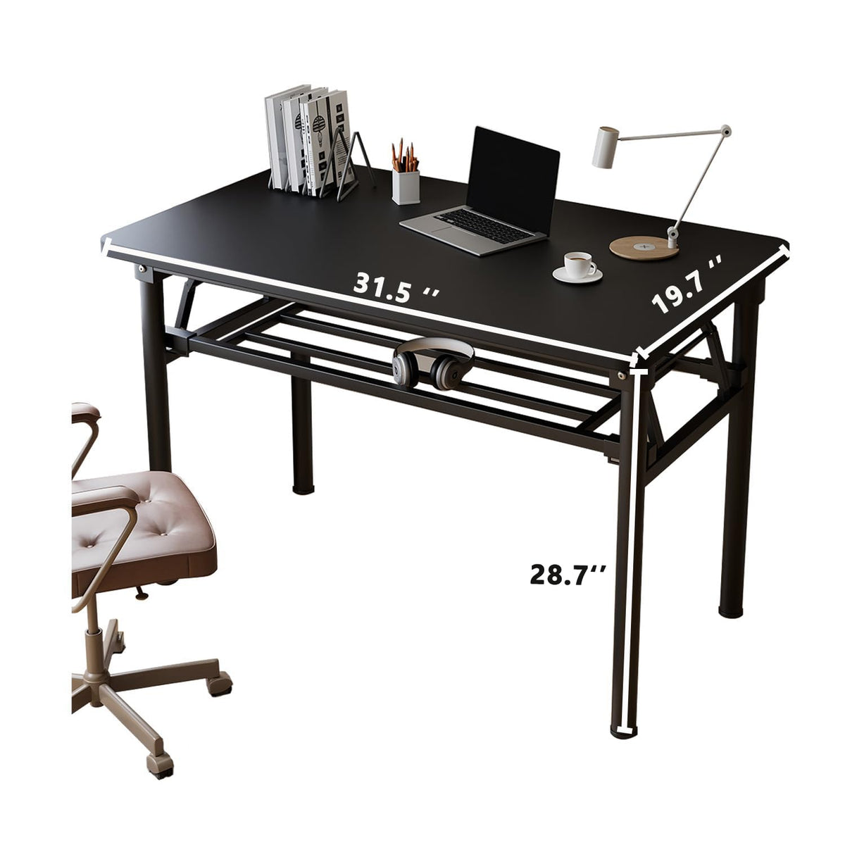 Mrsanmu Small Folding Desk No Assembly,31.5 Inch Folding Computer Desk Small Foldable Table for Home Office.