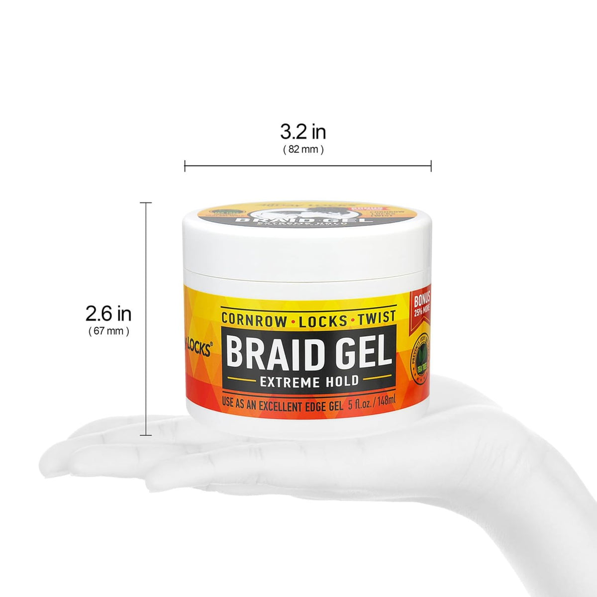 AllDay Locks Braid Gel (5 oz) | Extreme Hold, High Shine | Frizz & Flake-Free Edge Control | Tea Tree, Lavender, Peppermint Oil | Slick & Style Braids, Locks, Twists, Cornrows | 5 oz