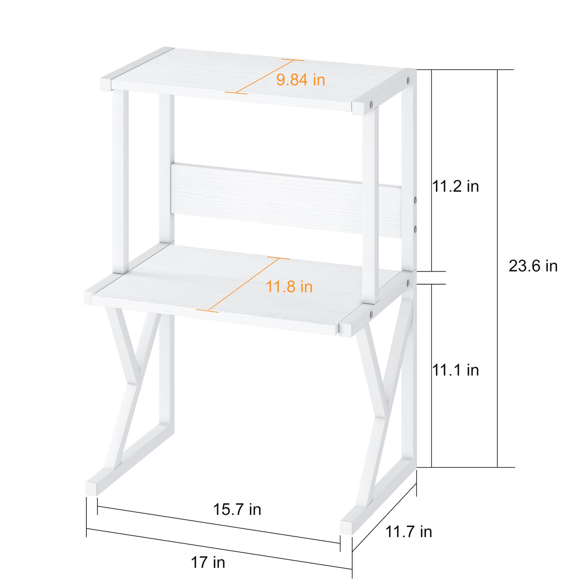 aboxoo Desktop Printer Stand with 3 Tier Wood Storage Shelves,Under Desk Printer Table,Multi-Purpose Home Office Desk Organizer for Fax Machine, Scanner (White)