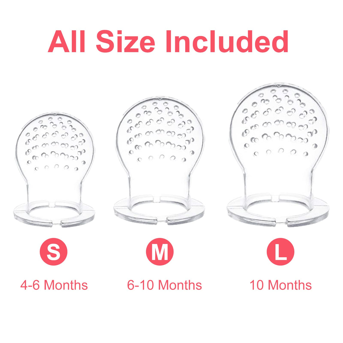 Food Feeder Baby Fruit Feeder Pacifier (3 Pcs) with 6 Different Sized Silicone Pacifiers 2 PCS Silicone Baby Food Dispensing Spoon 90ML with Infants Spoons Pacifier Clip Infant Fruit Teething Toy-Pink