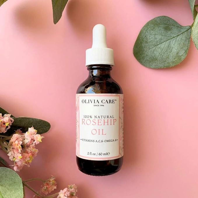 Olivia Care Rosehip Face Oil | Large 2 oz | Packed with Vitamins E, C and A to treat Wrinkles, Acne Scars, Blemishes and Dark Circle– All natural beauty moisturizer for skincare