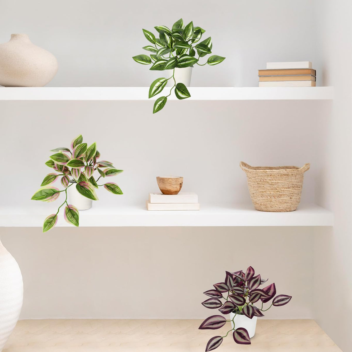 Hollyone Fake Plants 6 Pack Artificial Plants Indoor Faux Plants Small Fake Potted Plant for Home Aesthetic Living Room Bathroom Desk Shelf Office Decor