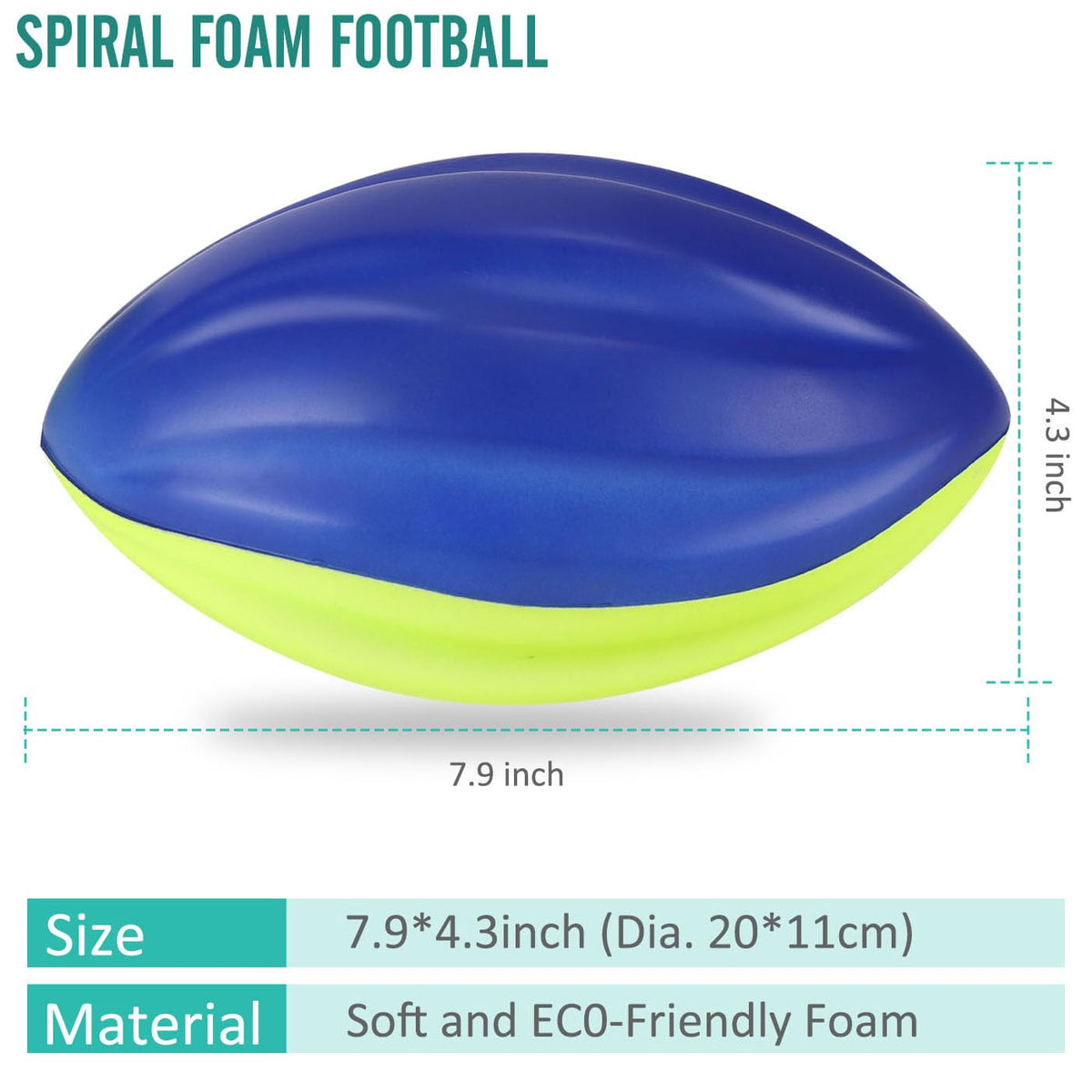 8.5" Foam Spiral Football PU Coated High Density Soft Balls, Set of 3, for Kids Sports Training Practice Indoor Outdoor Play