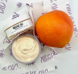 SHIMMER CHEF Grapefruit Glacé Morning Face & Body Balm Organic Skincare with Grapefruit Peel Concentrate Aloe Shea and Mango Butters Hydrates Protects Radiant Shimmery Skin Mood Uplift 1.5 oz