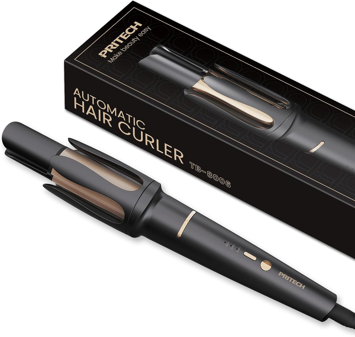 Automatic Curling Iron 1 1/4 Inch, Rotating Ionic Hair Curler Wand with 3 Temperatures, Anti-Scald, Auto Shut-Off Spin Iron for Hair Styling, Black