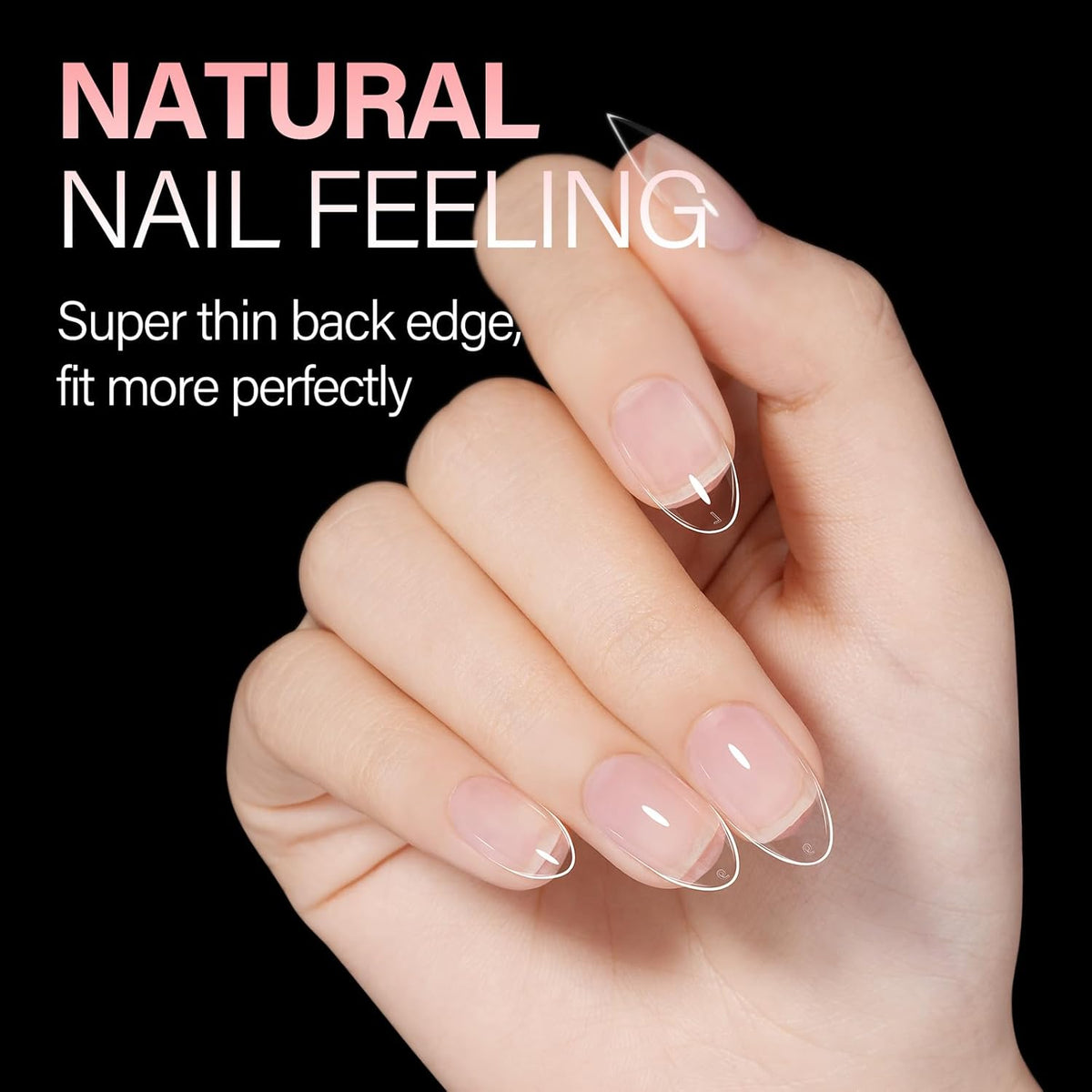 AILLSA Short Almond Nail Tips, 15 Sizes 240PCS Preshaped Soft Clear Gel Nails Tips Full Cover False Nails Tip Short Almond Shaped Tips