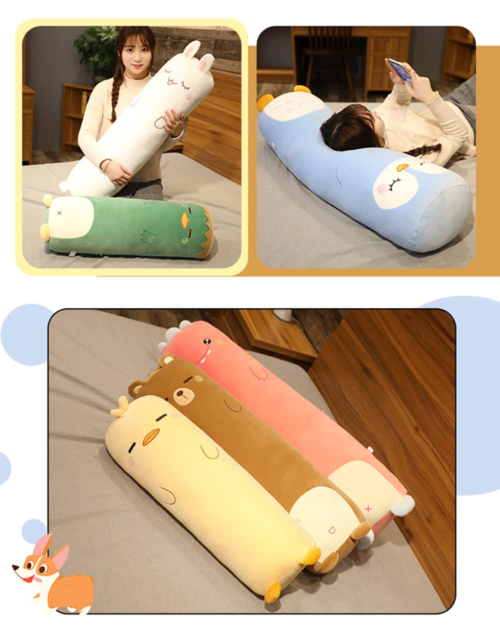 MUPI Long Plush Cute Body Pillows 27" Cuddle Stuffed Animal Shaped Bed Body Pillows Soft Cotton Plushies Doll Toy Gifts for Boys Girls Kids Adults (Bear, 27 Inch)