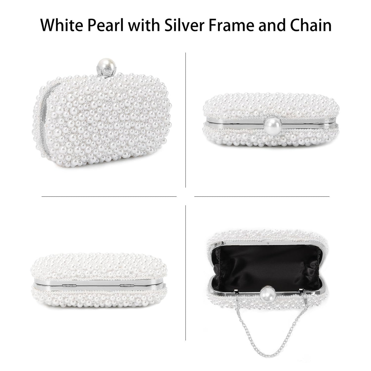 Oweisong Pearl Clutch Purses for Women Beaded Clutch Bag Formal Wedding Bride Evening Bag Party Tote Handbag