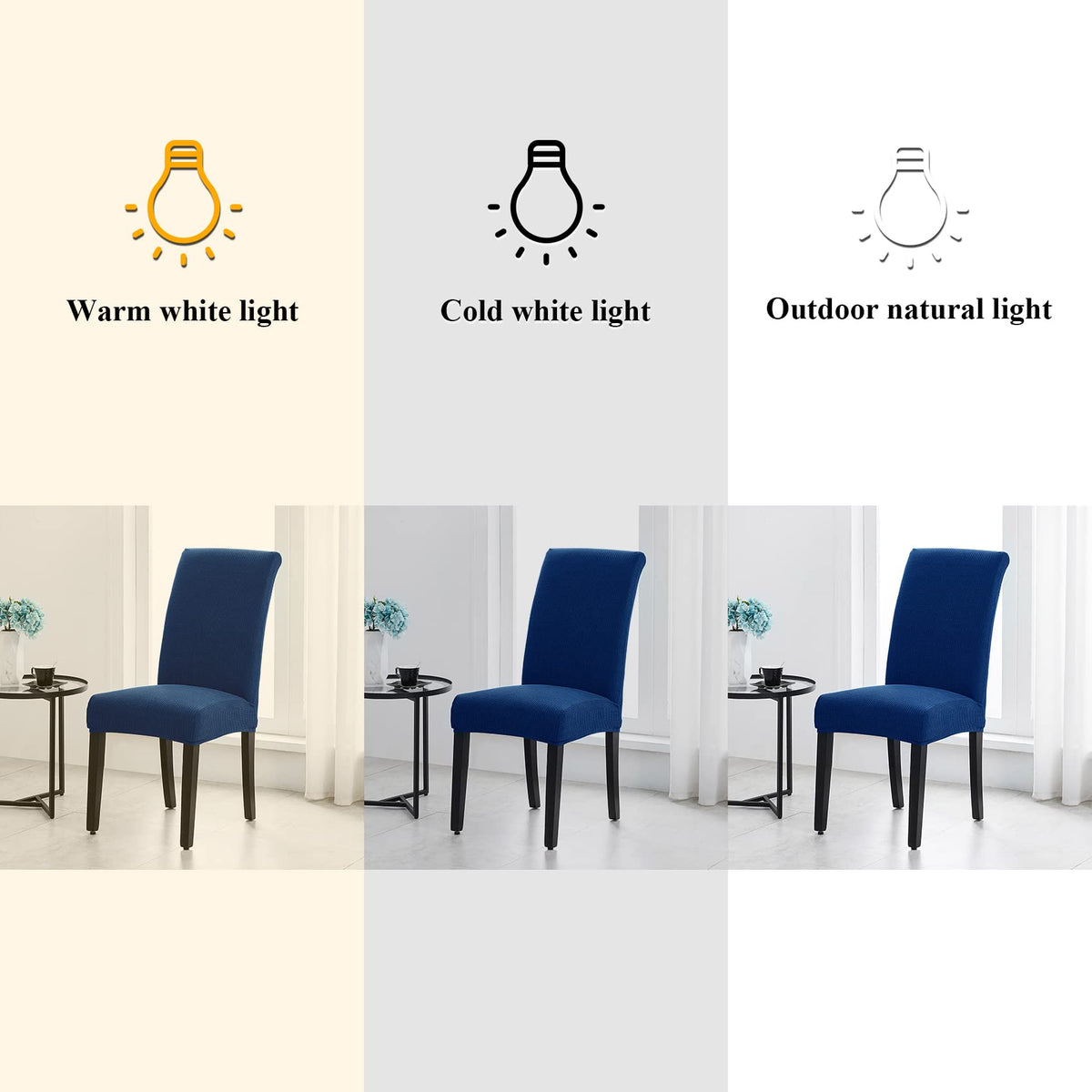 Joccun Chair Covers for Dining Room Set of 4, Dining Chair Slipcovers Stretch Dining Room Chair Covers Seat Protector,Washable Parsons Chair Cover for Home,Banquet(Classic Blue,4 Pack)