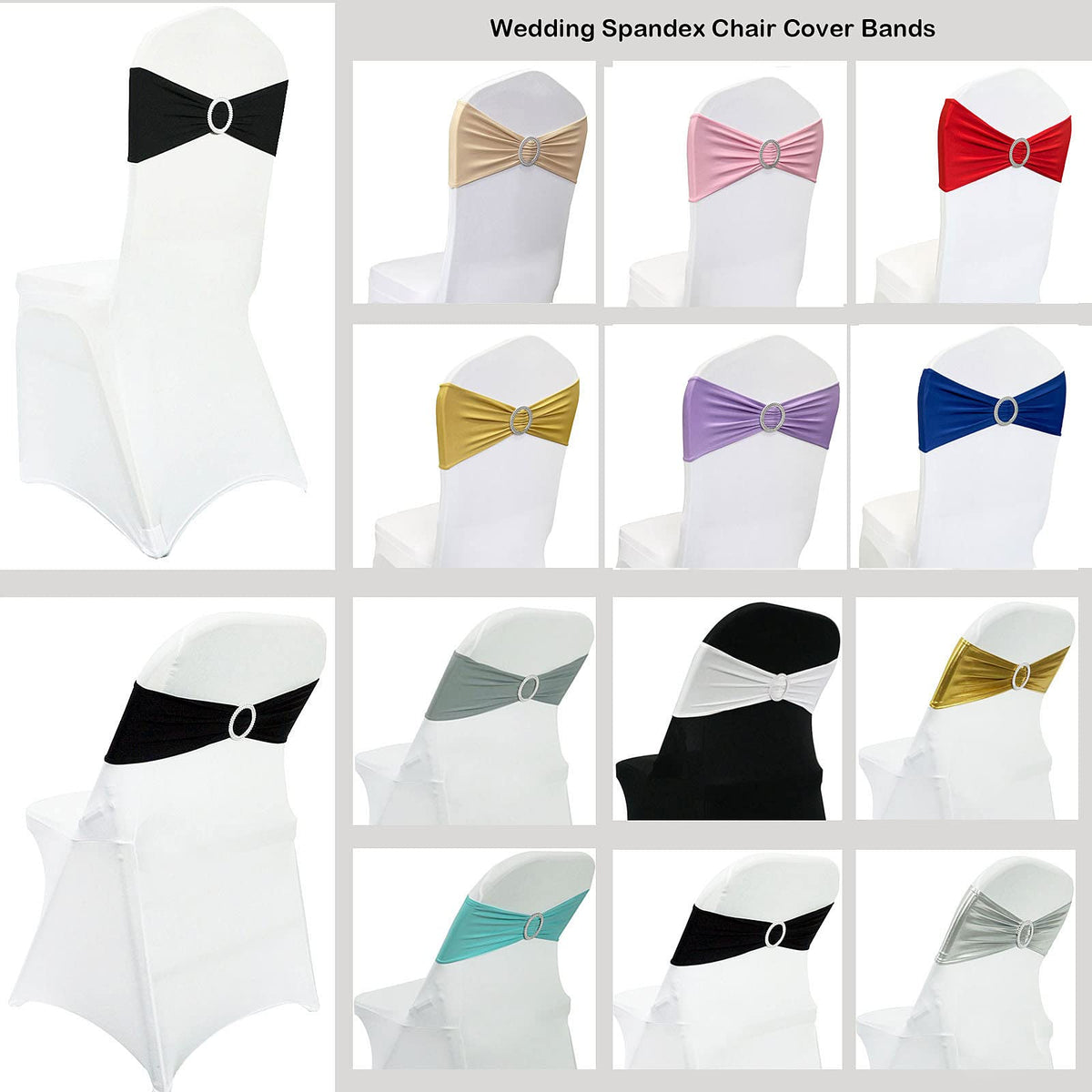Maiangel Spandex Chair Sashes Bands 50PCS Stretch Chair Ties Bows with Buckle Slider for Wedding Party Banquet Decoration (Burgundy)…