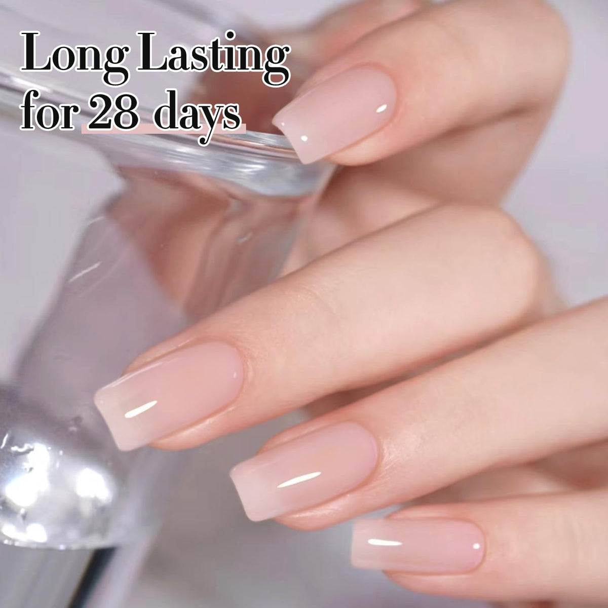 Double Rhythm Translucent Gel Polish Sheer Neutral Natural Light Milky Same Color Same Bottle 15ML Jelly Nail Polish Nail Art DIY at Home (Milky Pink-A1377)