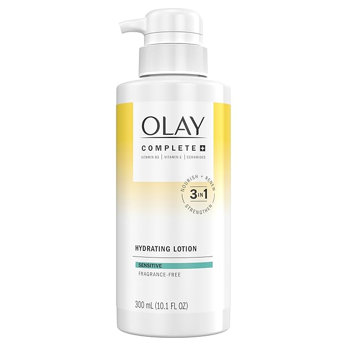 Olay Complete+ Hydrating Lotion Fragrance-Free, 10.1 FL OZ, 3-in-1 Nourishing Face Moisturizer for All Skin Types with Vitamin B3, Vitamin E, and Ceramides
