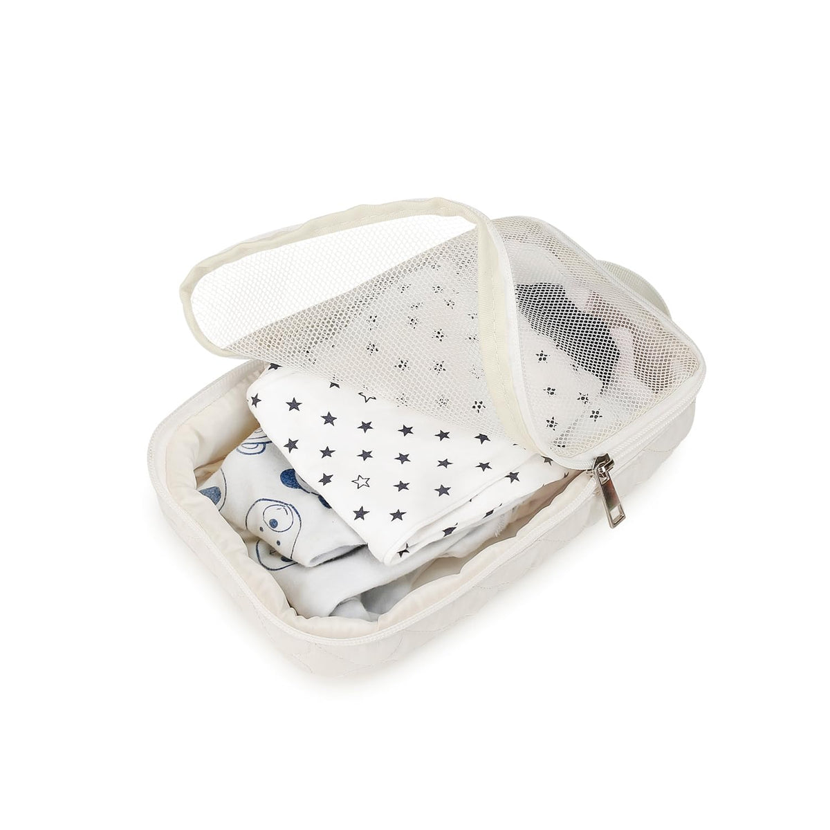 MOMIGO Baby Diaper Bag Organizer Pouches - 2 Pack Waterproof Pod Hanging Diaper Bag Mesh Bag Reusable, Washable or Baby Cloth Diapers (White)