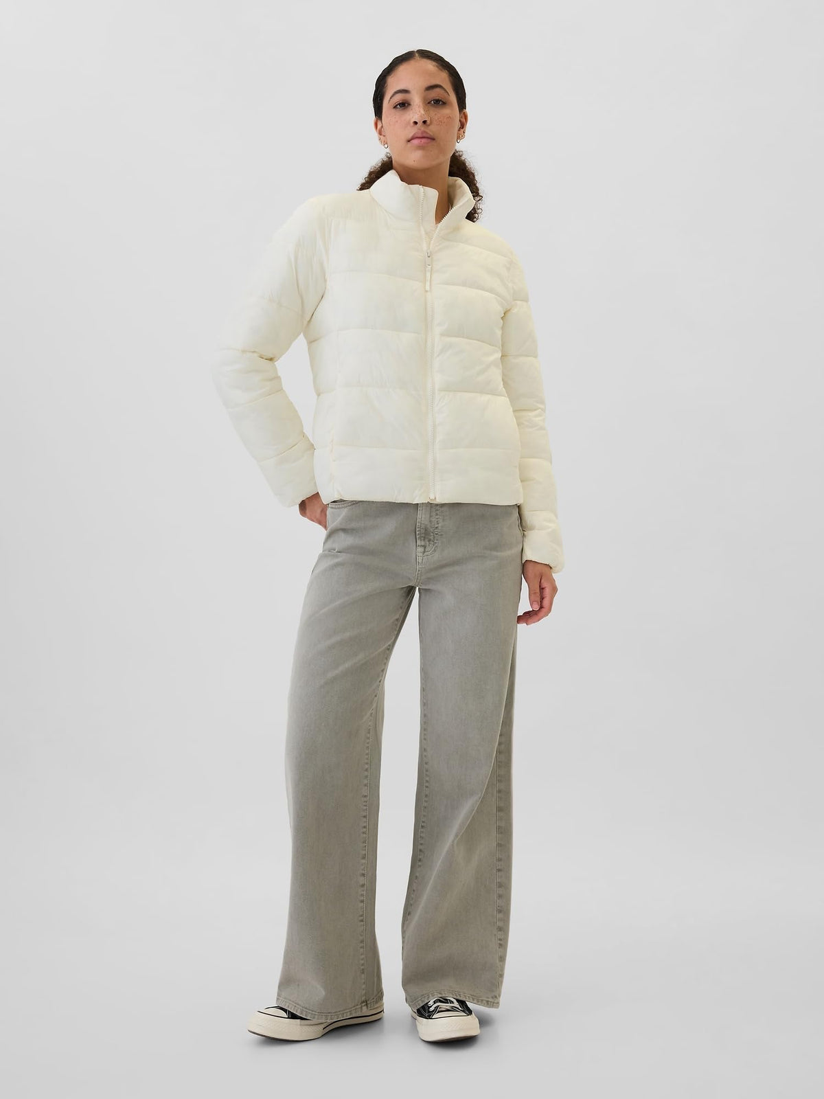 GAP Womens Logo Lightweight Puffer Jacket Birch L
